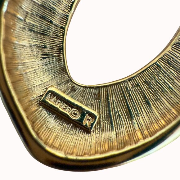 Vintage Napier Gold-Tone Open Teardrop Pierced Earrings 2.5" Long Jewelry 1980s - Picture 4 of 9